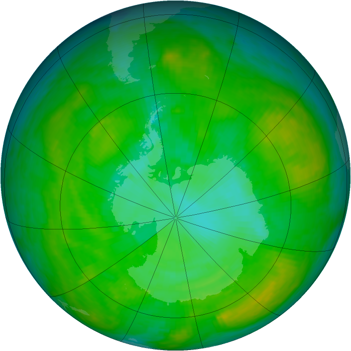 Antarctic ozone map for 06 January 1982